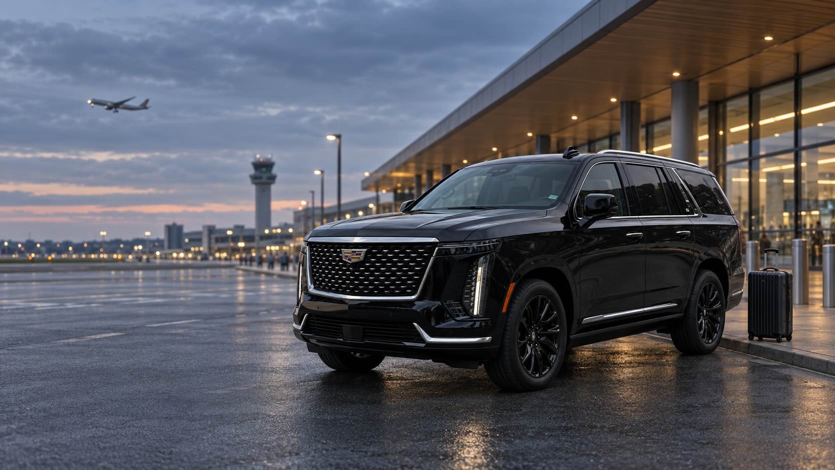 Chauffeured vehicle at the terminal providing private car service at Portland International Airport